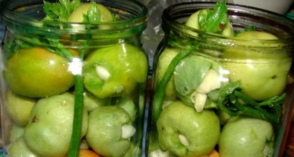 зеленые помидоры маринованные с чесноком быстрого приготовления