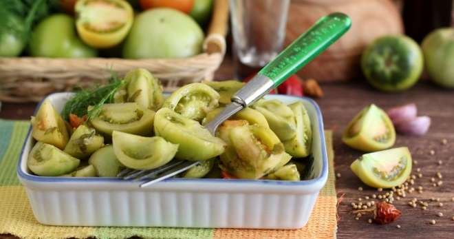 засолка зеленых помидоров в ведре холодным способом