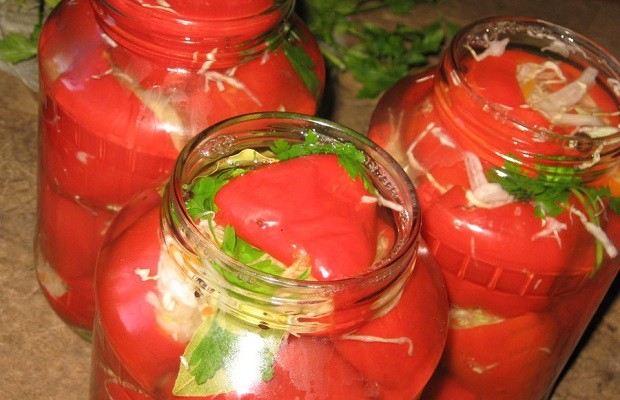 перец фаршированный капустой в маринаде