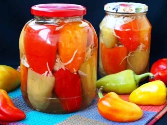 перец фаршированный овощами на зиму с капустой
